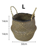 Nordic Foldable Seagrass Storage Basket Patchwork Seagrass Garden Flower Pot Planter Laundry Basket V1294-YM0717-10124611