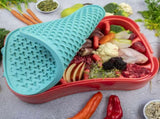 4-in-1 Slow Feeder Dog Bowl - Warm Ocean Red Bowl with Teal Lickmat V1023-SF-4IN1-OR