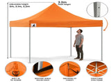 Wallaroo 3x3 PopUp Orange Gazebo Marquee Outdoor Tent GAZ-POP-3X3-OR