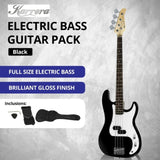 Karrera 39in Electric Guitar Bass Music 4-String Instrument Full Size Black GTR-JB2-15W-BK