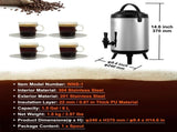 Stainless Steel Insulated Beverage Dispenser, 6 Liter, Thermal Hot and Cold Drink Server Dispenser V952-YLHLQQYX8L00TYE16V0