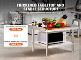 Stainless Steel Work Table, 24 x 28 x 26 Inch Commercial Food Prep Worktable, 3-Sided Backsplash V952-CFBXGGZTSBT2QR0IEV0