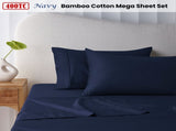 Accessorize 400TC Navy Bamboo Cotton Mega Sheet Set 50cm Wall Super King V442-HIN-SHEETS-BAMBOOCOTTON50CM-NAVY-SK