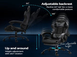 Artiss 2 Point Massage Gaming Office Chair Footrest Grey MOC-GC-2P-BK-GY