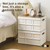 White Collapsible Medium Side-Open Storage Box with Wooden Table Top - Car Trunk V888-ELOSUNG39954