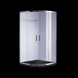 100 x 100cm Chrome Rounded Sliding 6mm Curved Shower Screen with Black Base V63-830211