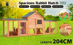 Rabbit Hutch Chicken Coop 204 x 45 x 85cm 2 Storey Cage Mansion V274-PET-RH10016