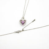 Gift Box - Heart Lock White Gold Aroma Necklace Purify Oil Blend V760-GBAJ - 36