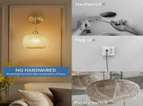 Battery Operated Wall Sconce Set of 2, Rechargeable Rattan RGB Light, Remote, Bedroom V1263-JX-5782