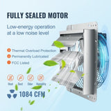 Shutter Exhaust Fan, 305 mm High-speed 1400RPM 1084 CFM, Aluminum Wall Mount Attic Fan with V952-BYCSPQSDJAC12DLJSV3