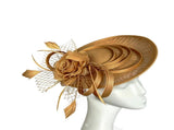 Yellow Saucer Fascinator Hat with Handcrafted Mesh Rose - Lightweight Wedding & Horse Race Day V888-ELOSUNG56737