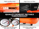 UNIMAC 24L 2.0HP Air Compressor, Direct Drive, 2 Couplers for Airtools Tyre Inflation, Portable, V219-ACMELEUM250A