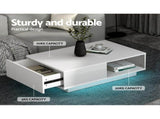 Artiss Coffee Table Led Lights White FUR-R-COF-LED-01-WH