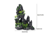 Large Fish Tank Decorations - Mountain View Aquarium Ornament with Tree House Cave Bridge,Shuangfeng V1366-AZ2-W-04755