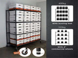 Modular Wire Storage 150x35cm Steel Shelving Black With Wheels For Garage Warehouse Or Kitchen V63-841401