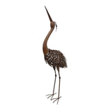 Rust Crane Bird 'Looking Up' Statue 38cm V637-71659CRN