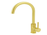 Brushed Gold Round Kitchen Mixer Sink Tap 360&deg Swivel Laundry Basin Faucet Spout V1233-KRD501G