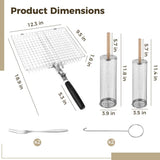 3PCS Grill Basket Set with Rolling and Square Baskets, Stainless Steel BBQ Grilling Basket with V1369-AZ3-W-08866