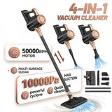 4-in-1 cordless vacuum cleaner, 50000RPM motor, 10000Pa suction, 180&deg rotating brush head, dual V1232-XCJ-4HY-002