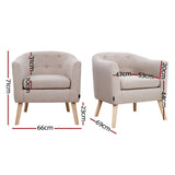 Artiss ADORA Armchair Tub Chair Single Accent Armchairs Sofa Lounge Fabric Beige UPHO-D-ARM02-BG