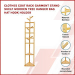 Clothes Coat Rack Garment Stand Shelf Wooden Tree Hanger Bag Hat Hook Holder V63-836771