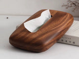 Tissue Box Cover With Walnut Wood Lid, Magnetic Easy Refill, Durable Plastic Base, For Bathroom V1237-ZY-807-105