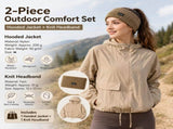 Women's Lightweight Outdoor Windproof and warm set - Khaki M Size Waterproof Windproof Sun V888-ELOSUNG53805