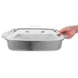 1Set Stainless Steel Fish Roasting Pan Deep Plated Silver Oven Baking Tray V1366-AZ2-W-12214