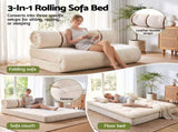 Artiss Convertible Sofa Bed Roll-Up Sleeper Chair Fold Out Couch Floor Lounge SB-C-ROLL-WH