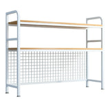 CARLA HOME 2-Tier Metal Desktop Hutch Bookshelf with Grid Panel for Computer Desk and Office V178-36220