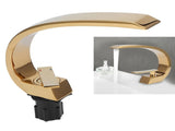 G1/2 Curve Design Undercounter Basin Water Faucet Single Hole Basin Cold and Hot Mixer TapGold V1294-YM0901-3112200145612
