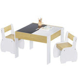 3-Piece Kids Table and Chairs Set in White with Storage, 60x60x48cm V178-59315