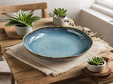 Blue Pottery Key Bowl, Decorative Ceramic Porcelain Trinket Dish, Versatile Candy Salad Bowl For V1369-AZ3-W-15118