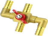 Solid Brass 5/8" 4-Way Heater Control Valve with Switch, 16mm Hose Barb Automotive Bypass V1258-DP02-C-2178