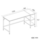 Computer Table Desk Book Storage Student Study Home Office Workstation Vintage Oak Finish V255-SIDEBOOKDESK