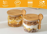 4-pack overnight oats with wooden lids and spoons, 473 ml overnight oats jars, glass food V1259-DP01-BO-290