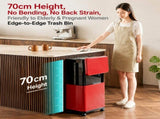 Hydraulic Lift Trash Bin with Adjustable Height 4670cm 20L Capacity & 360&deg Wheels, Space-Saving V1107-CS-YISEE40