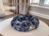 2-in-1 Dark Grey Tie-Dye Donut-Shaped Cat Tunnel Bed - Spacious 85cm Pet Play Tunnel & Lounger, V888-ELOSUNG42710