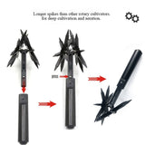 2-in-1 Garden Rotary Cultivator Tool with Star Wheel Spike Design for Soil Loosening, Weeding, and V1341-ZY-F4V35QJH-BLACK