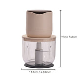 wireless meat grinder, USB charging meat grinder, 600ml food processor, multifunctional kitchen V1102-753-04922-BEG-600ML