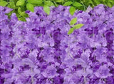 14PCS Ceiling Artificial Wisteria Flower Six Leaf Purple Blue Fake Vines Decoration for Wedding Home V1294-YM0512-3115220121711