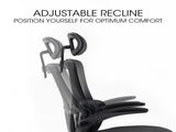 FORTIA Ergonomic Office Desk Chair, Lumbar Support, Mesh Fabric, Adjustable Headrest, Retractable V219-OFFOCRFOE2HKA