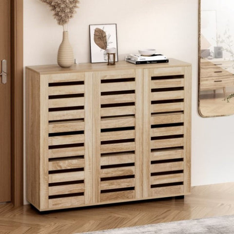 Artiss Shoe Rack Cabinet 30 Pairs Adjustable Shelf FUR-W-SHOE-LVD01-WD-AB