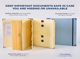 Blue Accordion File Binder with 12 Envelopes - Durable Document Organizer V888-ELOSUNG17094