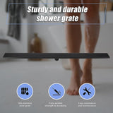 1200mm Bathroom Shower Black Grate Drain w/Centre outlet Floor Waste Square Pattern V63-832941