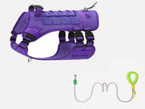 Tactical Dog Harness and Leash Set - L size Purple Oxford No Pull Vest and Purple 1.85m Hands Free V888-ELOSUNG56276-9