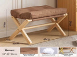 Brown Foldable Ottoman & Padded Footstool with Velcro Stability - Cotton Linen Portable Office Leg V888-ELOSUNG494237