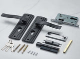 Entry Door Handle with Lock and Key, Manganese Steel Door Lever Lock SetManganese Steel Silent V1366-AZ2-W-24700