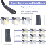 Black Hands-Free USB Rechargeable Neck Light 3 Colour Modes Flexible LED Book Lamp for Night V888-ELOSUNG40893