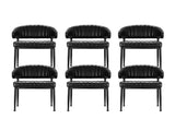 Artiss Dining Chairs Set of 6 Leather Hollow Armchair Black DINING-B-C01-PU-BKX6